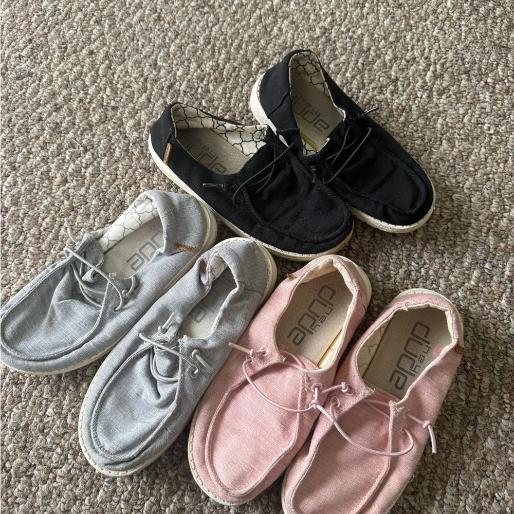 Hey Dude Kids Moccasins - Black, Gray, Pink